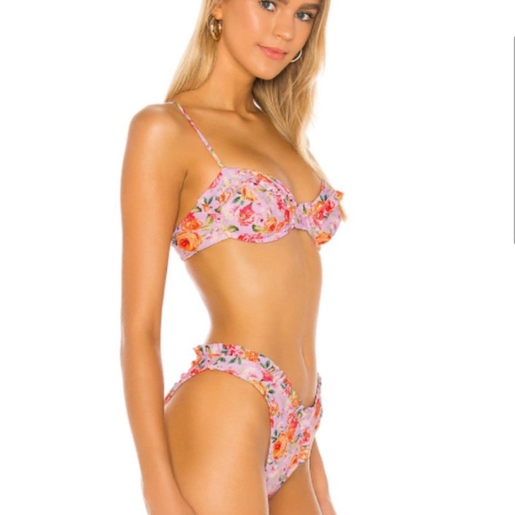 For Love and Lemons Augusta Pink and Orange Bikini Top And Bottom Size Small - Picture 3 of 9